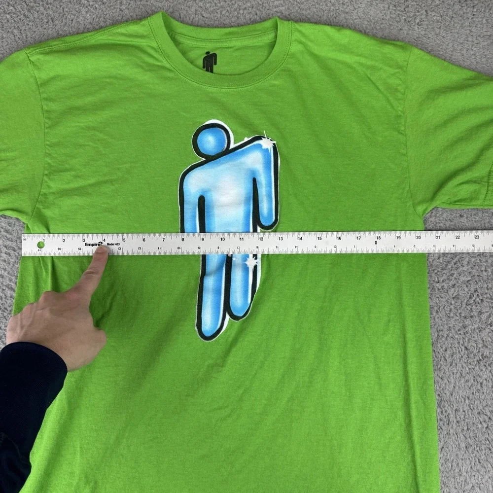 Billie Eilish‎ XL T-Shirt Large Green Blue Logo Music Concert  Classic Sparkle